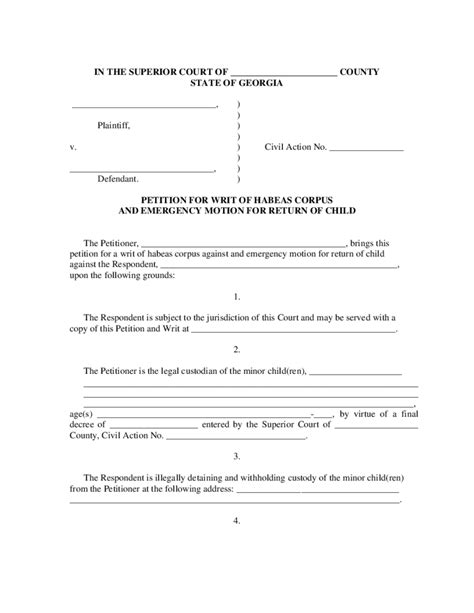11-2021) Page 4 of 4 ©TexasLawHelp Verification (Party must sign in front of a notary</b> , below. . Petition for writ of habeas corpus and emergency return of child texas